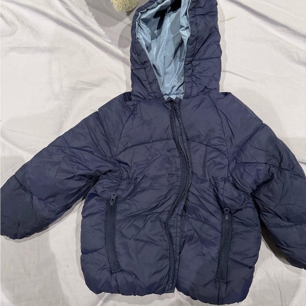zara Navy Blue Kids Hooded Jacket